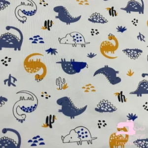 Algodón Jersey Gamuza 50/1 Estampado Diseño Mini Dino