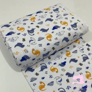 Algodón Jersey Gamuza 50/1 Estampado Diseño Mini Dino
