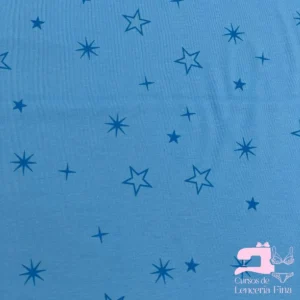 Algodón Jersey Gamuza 50/1 Estampado Stars Azul