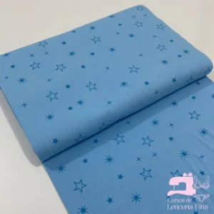 Algodón Jersey Gamuza 50/1 Estampado Stars Azul