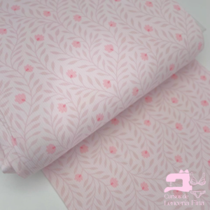 JERSEY ACANALADO DISEÑO FLORES ROSADAS